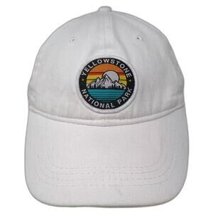 Lucky 7 Yellowstone National Park Baseball Cap White Strapback Hat OS Adjustable
